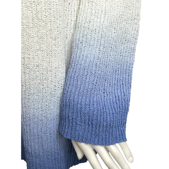 Adyson Parker Sweater Tunic Top 2X White Blue Ombré Ribbed Knit Round Neck - Picture 5 of 11